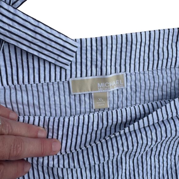 Michael Kors XL Womens Blue & White Striped Off Shoulder Top With Adjustable Str - Picture 4 of 5